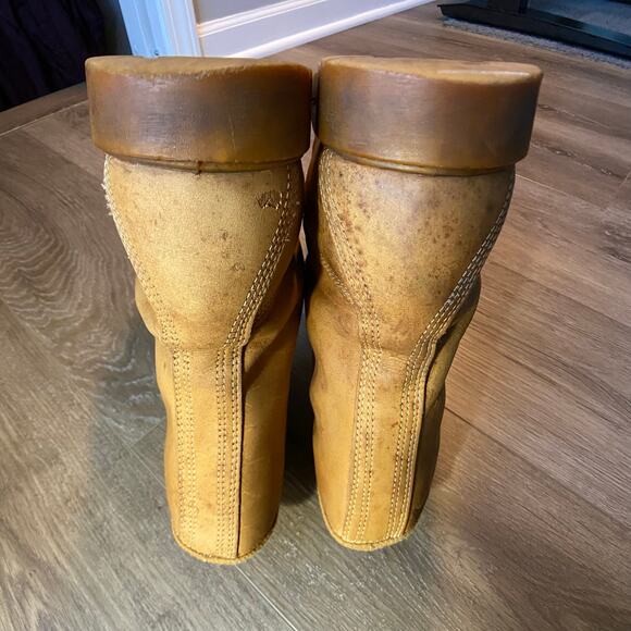 Timberlands Lace Up Combat Boots Men Sz 14 Tan Leather Made in USA Vintage Y2K - Picture 6 of 10